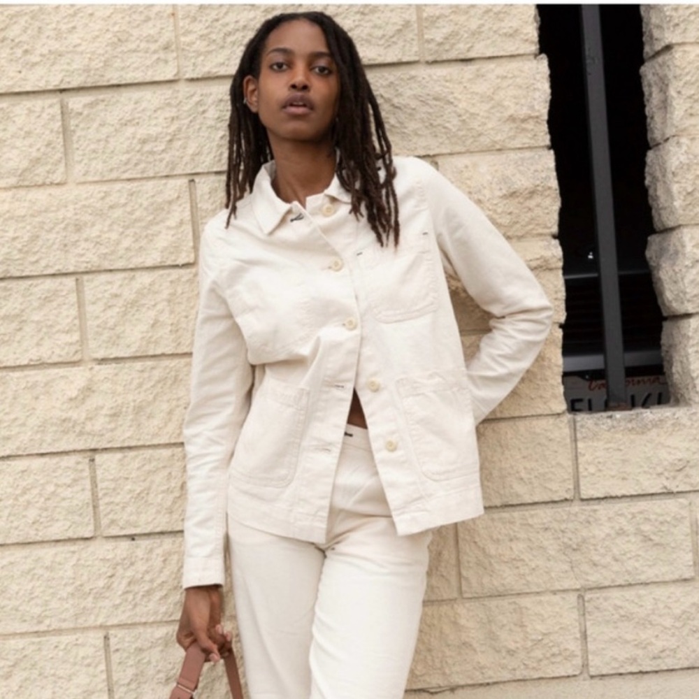 EVERLANE The Chore Small Cream Denim Jacket